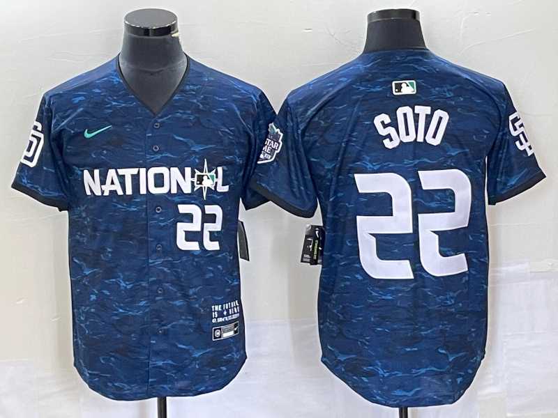 Men's San Diego Padres #22 Juan Soto Royal 2023 All Star Cool Base Stitched Baseball Jersey